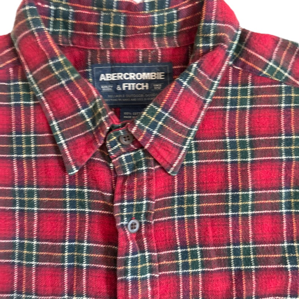 Abercrombie & Fitch Red Plaid Flannel Button Shirt Mens Sz X Large